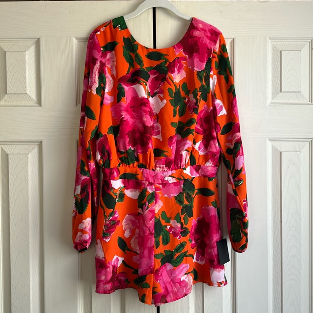 NWT Lulus Long Sleeve Romper with Open Back